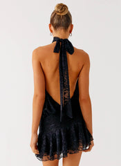 Willow Lace Mini Dress - Black Lace