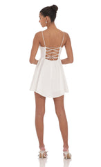 Corset Fit and Flare Dress in White