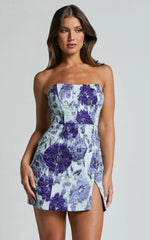 Brailey Mini Dress Strapless Dress in Wisteria