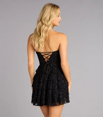 Midnight Flirt Lace Up Mini Dress