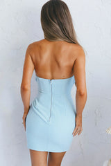 Tivoli Strapless Gathered Bust Mini Dress Blue