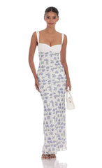 Floral Lace Maxi Dress in White
