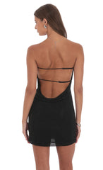 Rhinestone Strapless Dress in Black