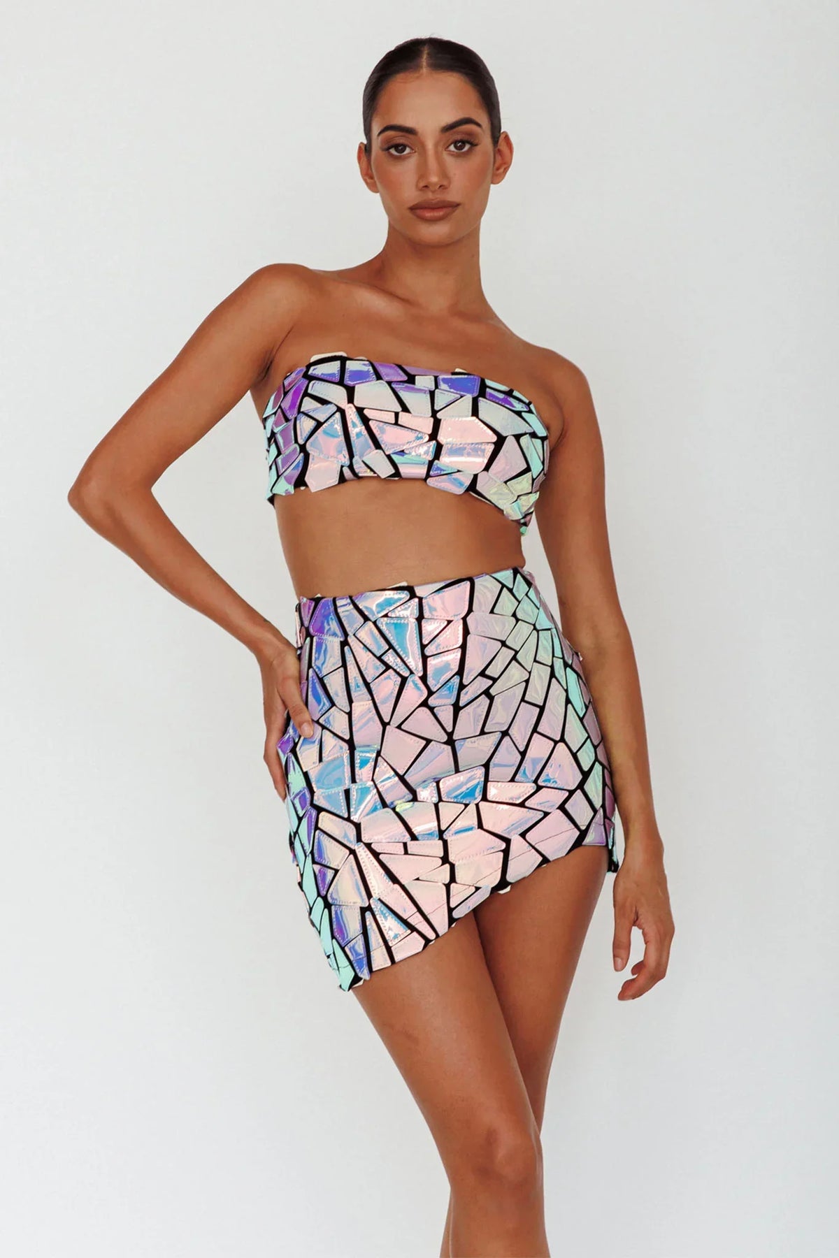 El Camino Mosaic Mini Skirt Silver