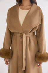 Zannora Faux Fur Coat Camel