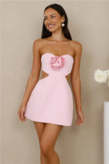 Rose Beauty Strapless Mini Dress