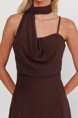My Paradise Neck Scarf Maxi Dress Chocolate