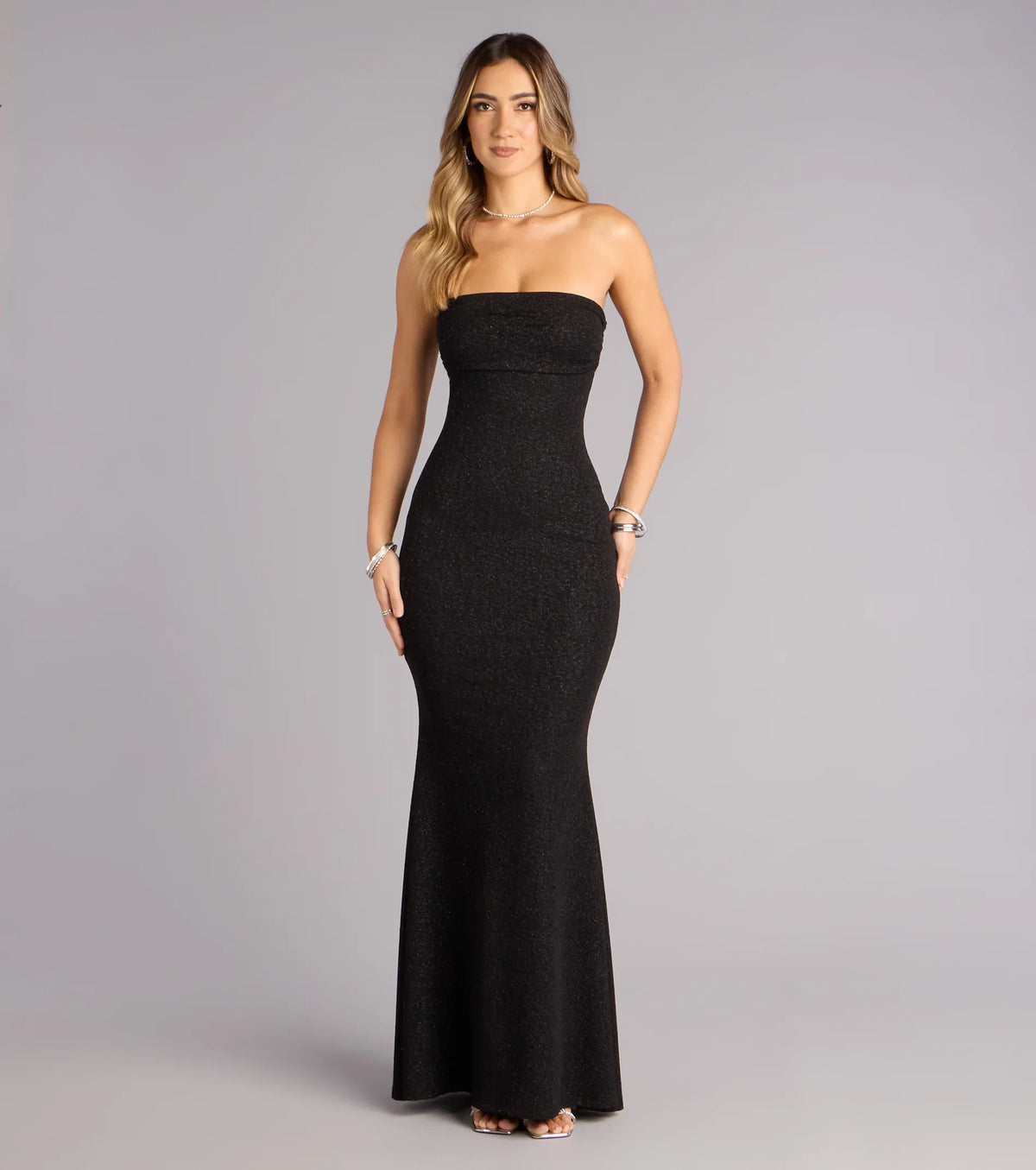 Audrina Glitter Strapless Mermaid Formal Dress