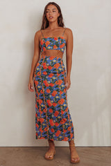 Chamberlain Scallop Trim Maxi Skirt Citrus Orange