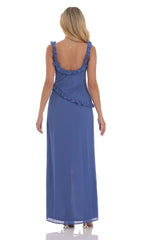 Chiffon Ruffle Dress in Slate Blue