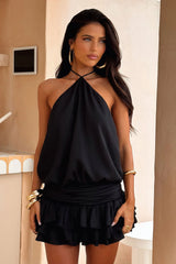 Latina Open Back Mini Dress - Black