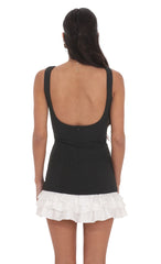 Bubble Ruffle Dress in Black and White