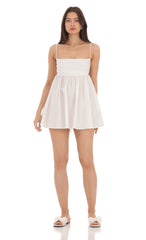 Babydoll Back Bow Dress in White