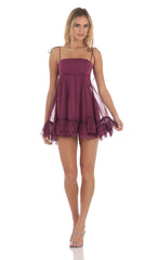 Chiffon Baby Doll Dress in Plum