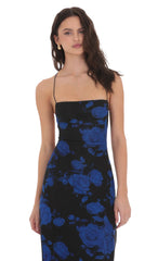 Floral Bodycon Open Back Maxi Dress