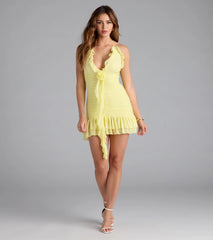 Talkin' Flirty Halter Floral Bodycon Mini Dress