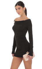 Charmed Off Shoulder Dress in Black