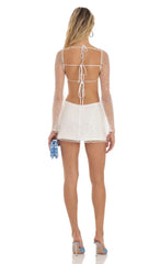 Flower Sequin Dress in White