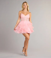 Jordan Corset Ruffled A-Line Short Dress