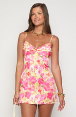 Honey Yellow Floral Pop Mini Dress