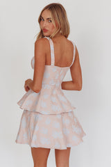 Provence Bloom Peplum Mini Dress Pink