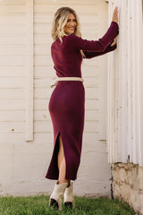 Marika Ribbed Dress | Wine